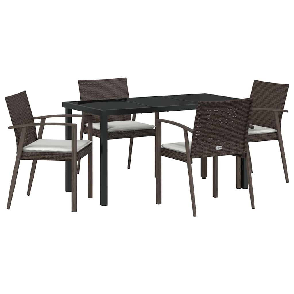 Set da Pranzo per Giardino 5 pcs Marrone Poly Rattan - homemem39