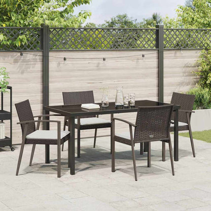 Set da Pranzo per Giardino 5 pcs Marrone Poly Rattan - homemem39