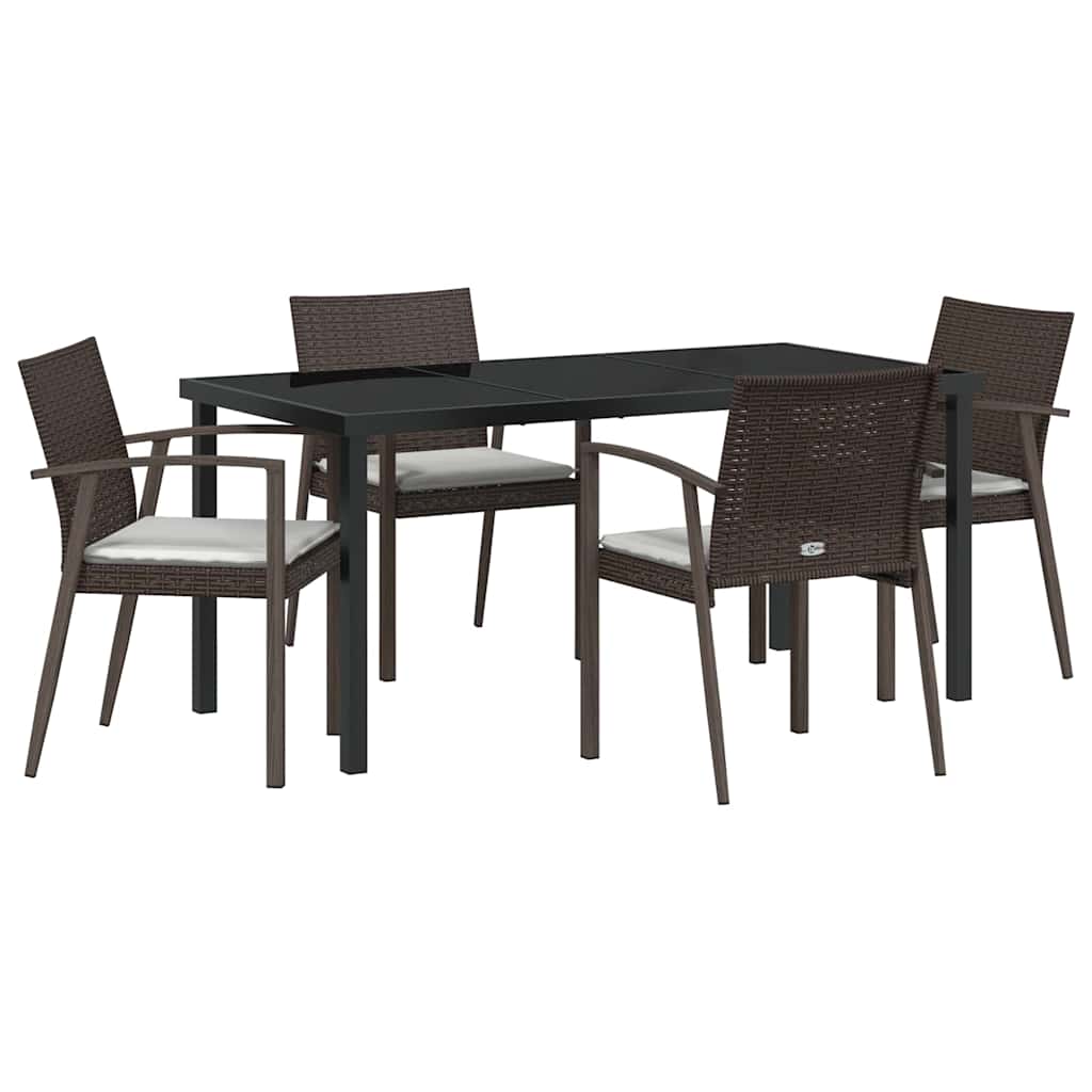 Set da Pranzo per Giardino 5 pcs Marrone Poly Rattan - homemem39