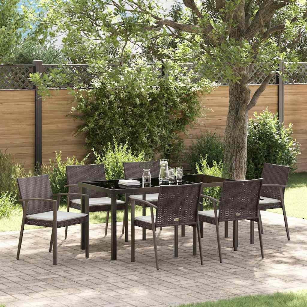 Set da Pranzo per Giardino 7 pcs Marrone Poly Rattan - homemem39
