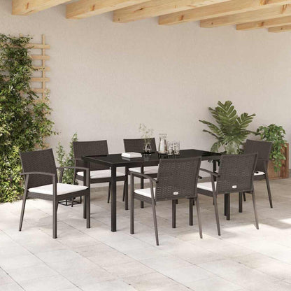 Set da Pranzo per Giardino 7 pcs Marrone Poly Rattan - homemem39