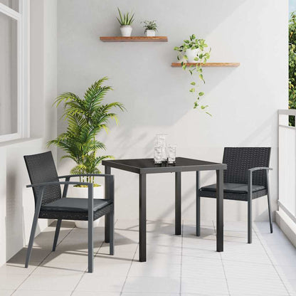 Set da Pranzo per Giardino 3 pcs Nero Poly Rattan - homemem39