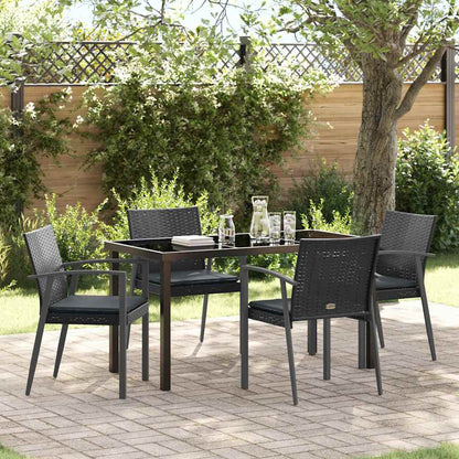 Set da Pranzo per Giardino 5 pcs Nero Poly Rattan - homemem39