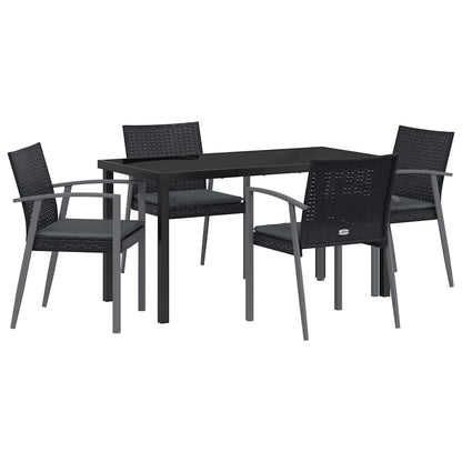Set da Pranzo per Giardino 5 pcs Nero Poly Rattan - homemem39