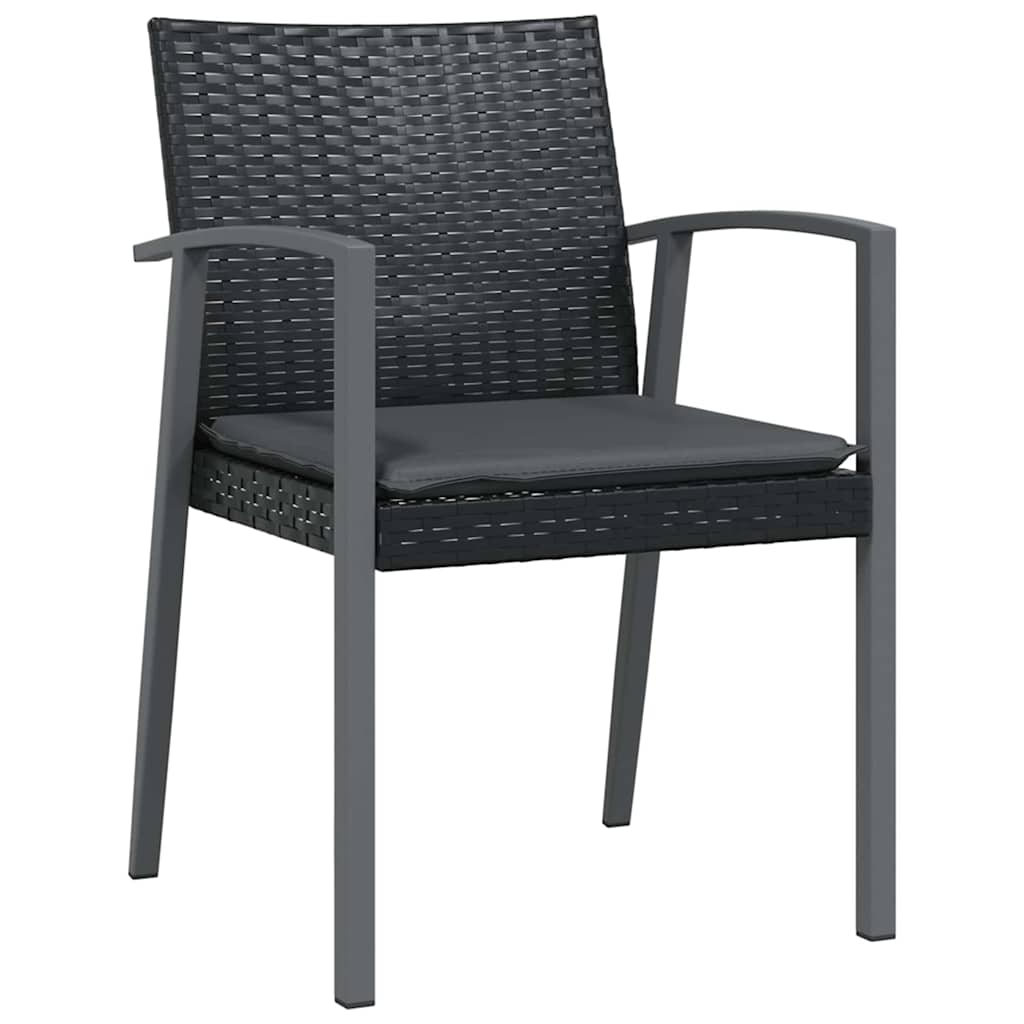 Set da Pranzo per Giardino 7 pcs Nero Poly Rattan - homemem39