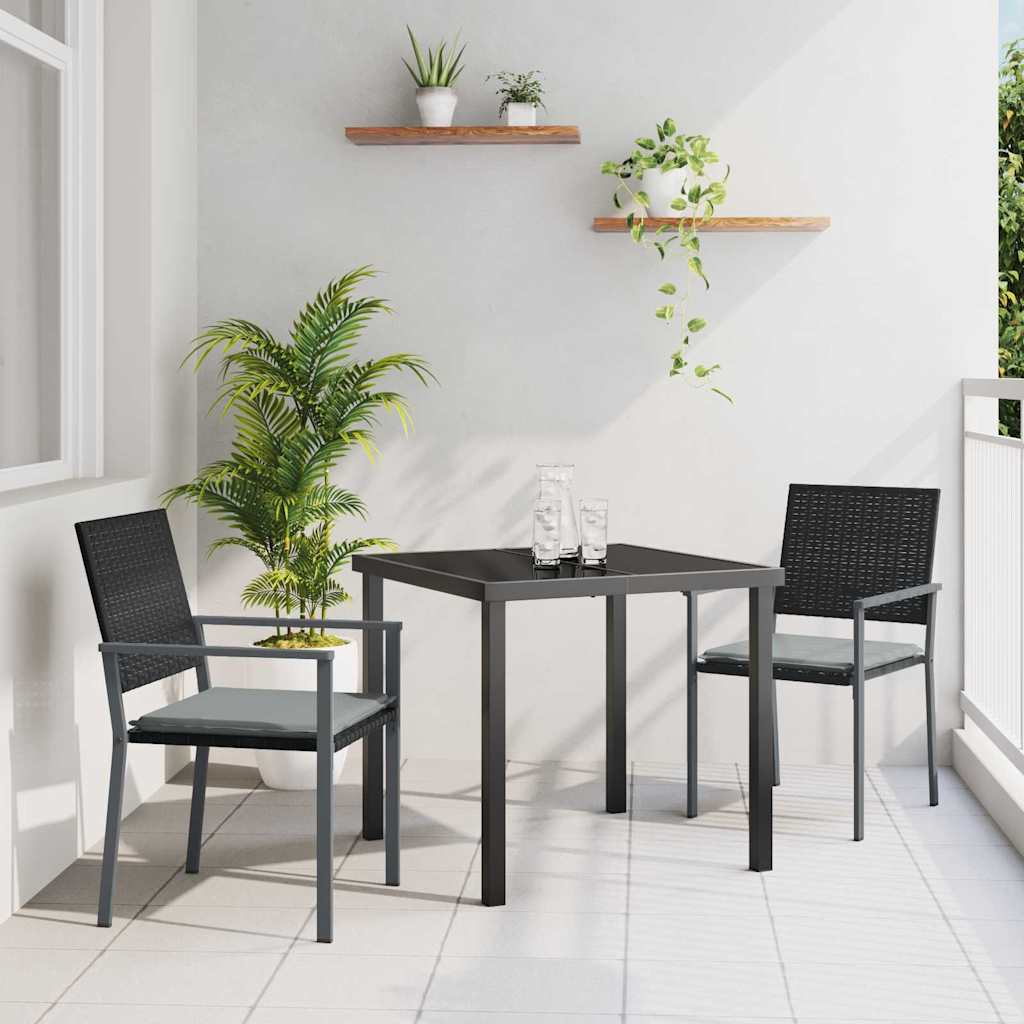 Set da Pranzo per Giardino 3 pcs Nero Poly Rattan - homemem39