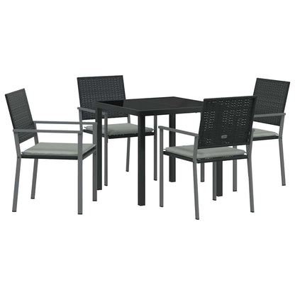 Set da Pranzo per Giardino 5 pcs Nero Poly Rattan - homemem39