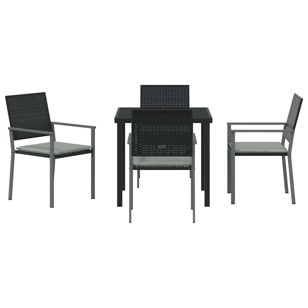Set da Pranzo per Giardino 5 pcs Nero Poly Rattan - homemem39