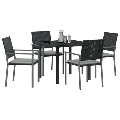 Set da Pranzo per Giardino 5 pcs Nero Poly Rattan - homemem39