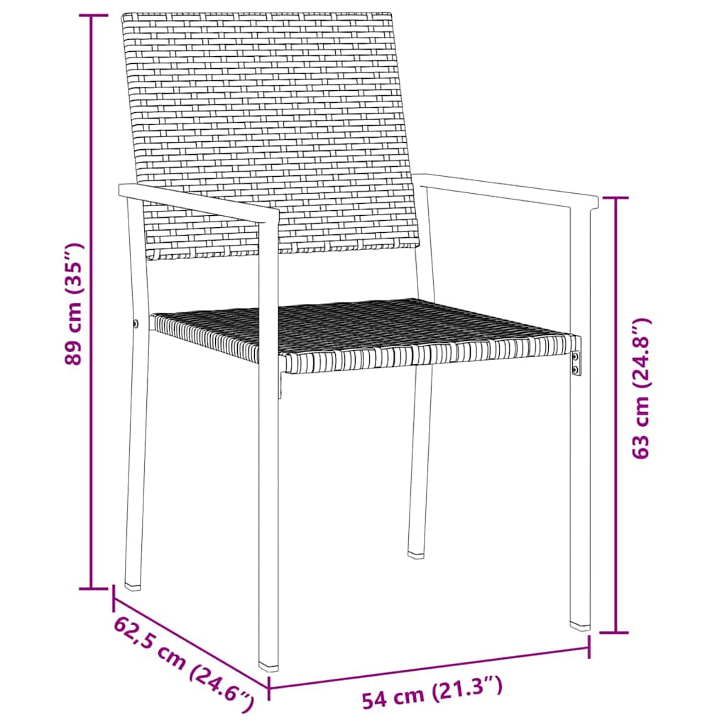Set da Pranzo per Giardino 3 pcs Nero Rattan in PE | homemem39