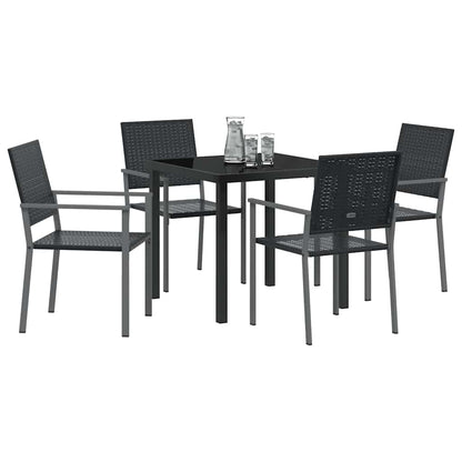 Set da Pranzo per Giardino 5 pcs Nero Poly Rattan - homemem39