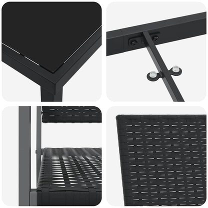 Set da Pranzo per Giardino 5 pcs Nero Rattan in PE