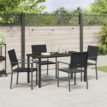 Set da Pranzo per Giardino 5 pcs Nero Rattan in PE