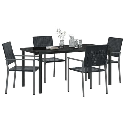 Set da Pranzo per Giardino 5 pcs Nero Poly Rattan - homemem39