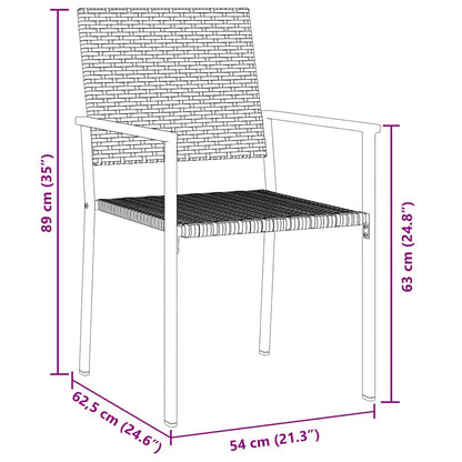 Set da Pranzo per Giardino 7 pcs Nero Rattan in PE | homemem39