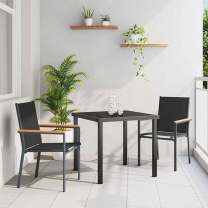 Set da Pranzo per Giardino 3 pcs Nero Textilene e acciaio - homemem39