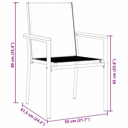 Set da Pranzo per Giardino 3 pcs Nero Textilene e acciaio - homemem39