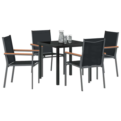 Set da Pranzo per Giardino 5 pcs Nero Textilene e acciaio - homemem39