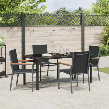 Set da Pranzo per Giardino 5 pcs Nero Textilene e acciaio - homemem39