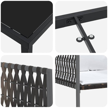 Set da Pranzo per Giardino 3 pcs Marrone Poly Rattan - homemem39