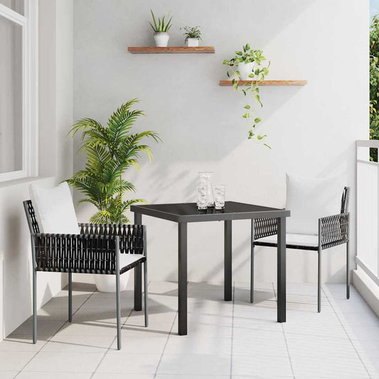 Set da Pranzo per Giardino 3 pcs Marrone Poly Rattan - homemem39