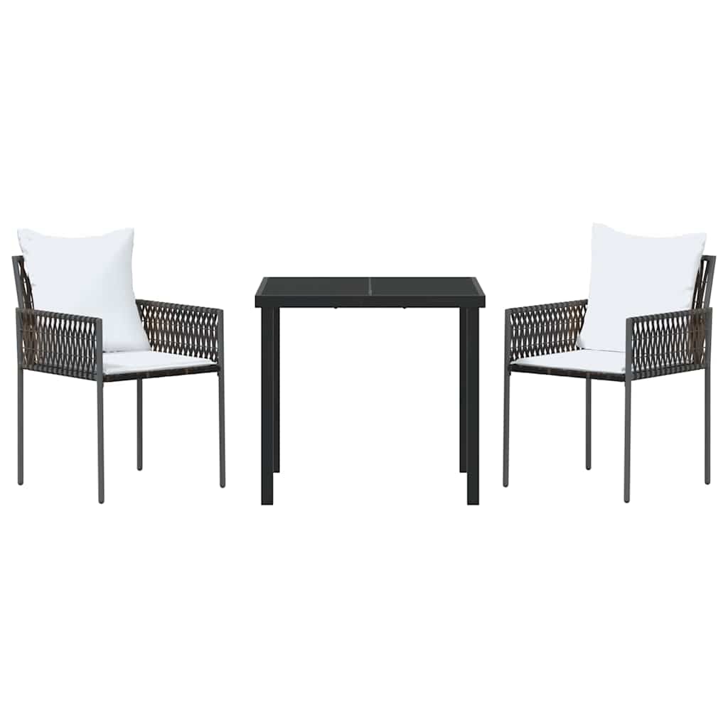 Set da Pranzo per Giardino 3 pcs Marrone Poly Rattan - homemem39