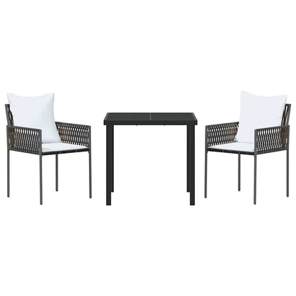 Set da Pranzo per Giardino 3 pcs Marrone Poly Rattan - homemem39