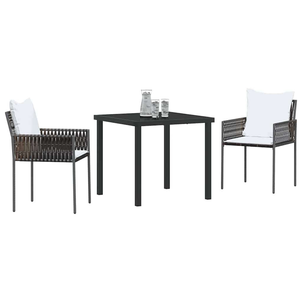 Set da Pranzo per Giardino 3 pcs Marrone Poly Rattan - homemem39