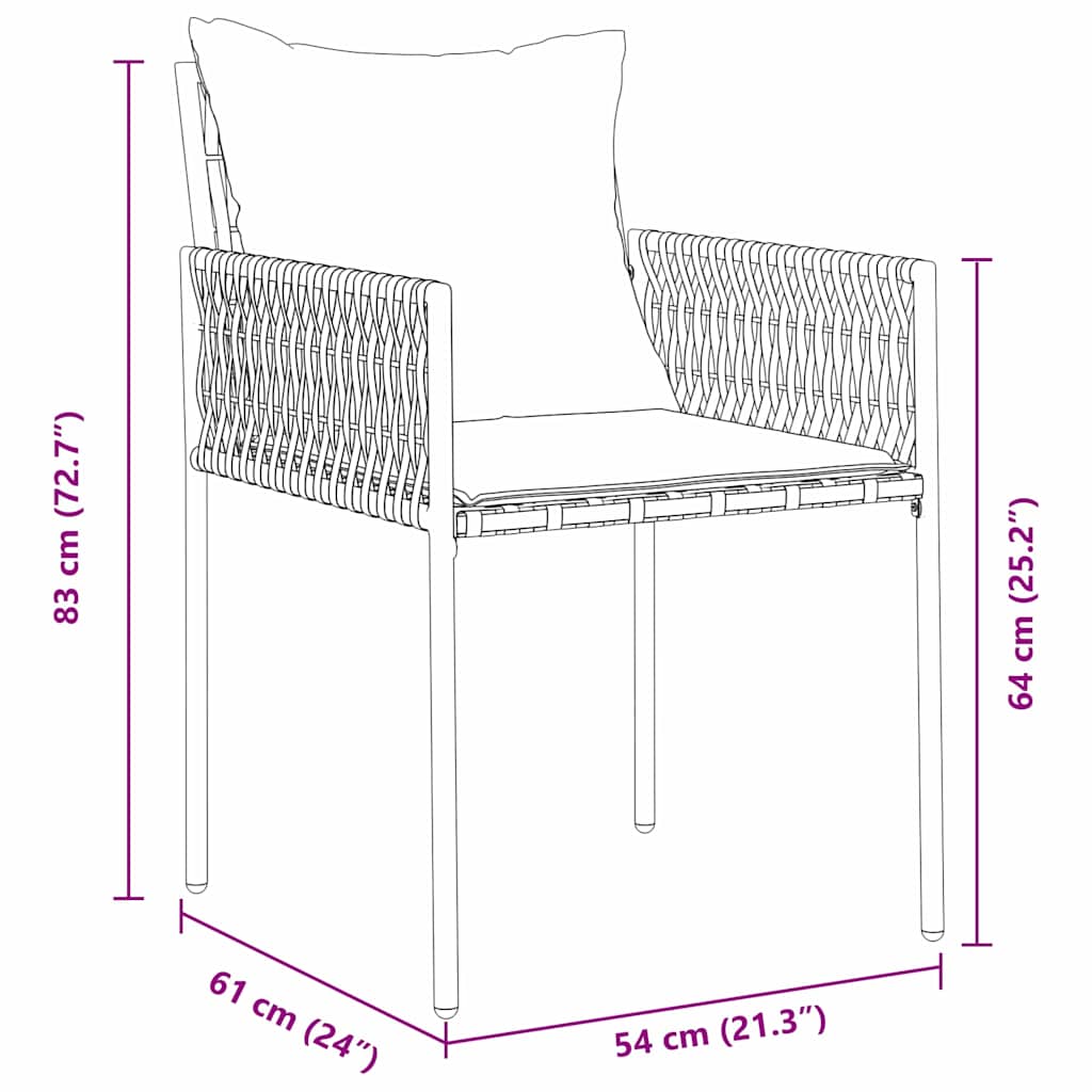 Set da Pranzo per Giardino 3 pcs Marrone Poly Rattan - homemem39
