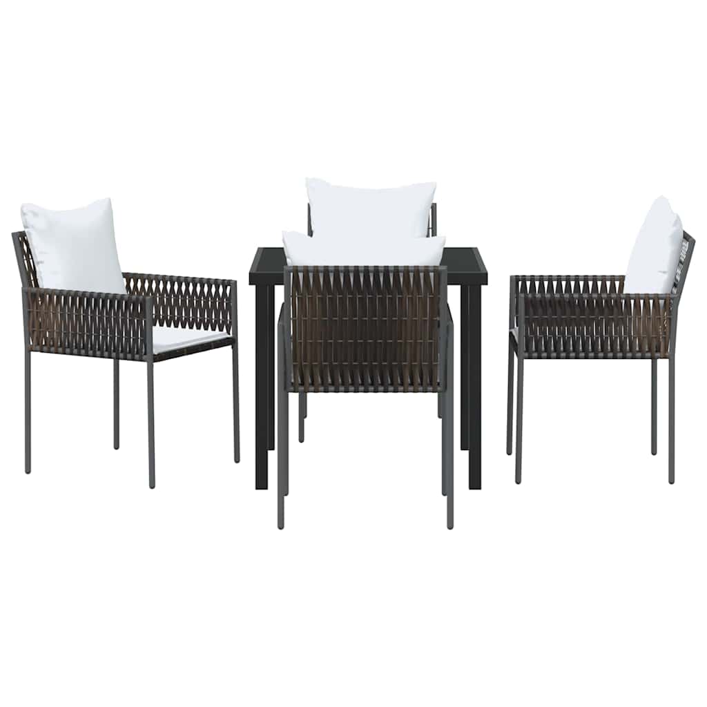 Set da Pranzo per Giardino 5 pcs Marrone Poly Rattan - homemem39