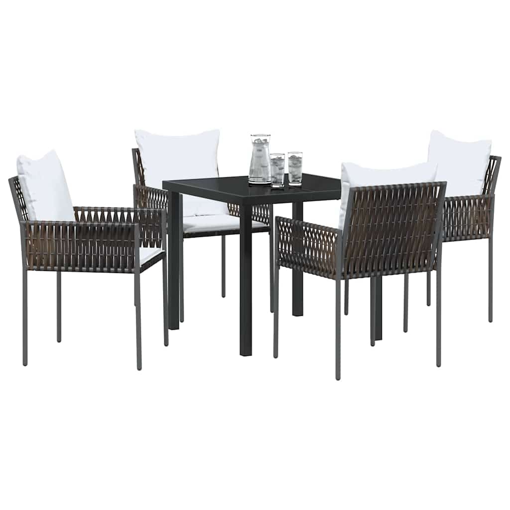 Set da Pranzo per Giardino 5 pcs Marrone Poly Rattan - homemem39
