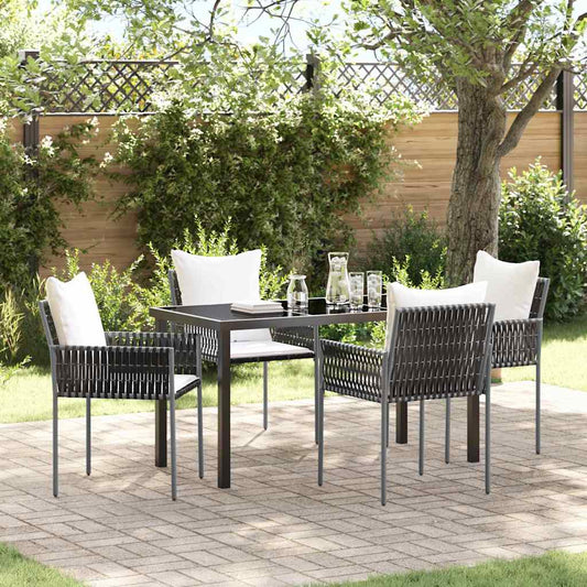 Set da Pranzo per Giardino 5 pcs Marrone Poly Rattan - homemem39