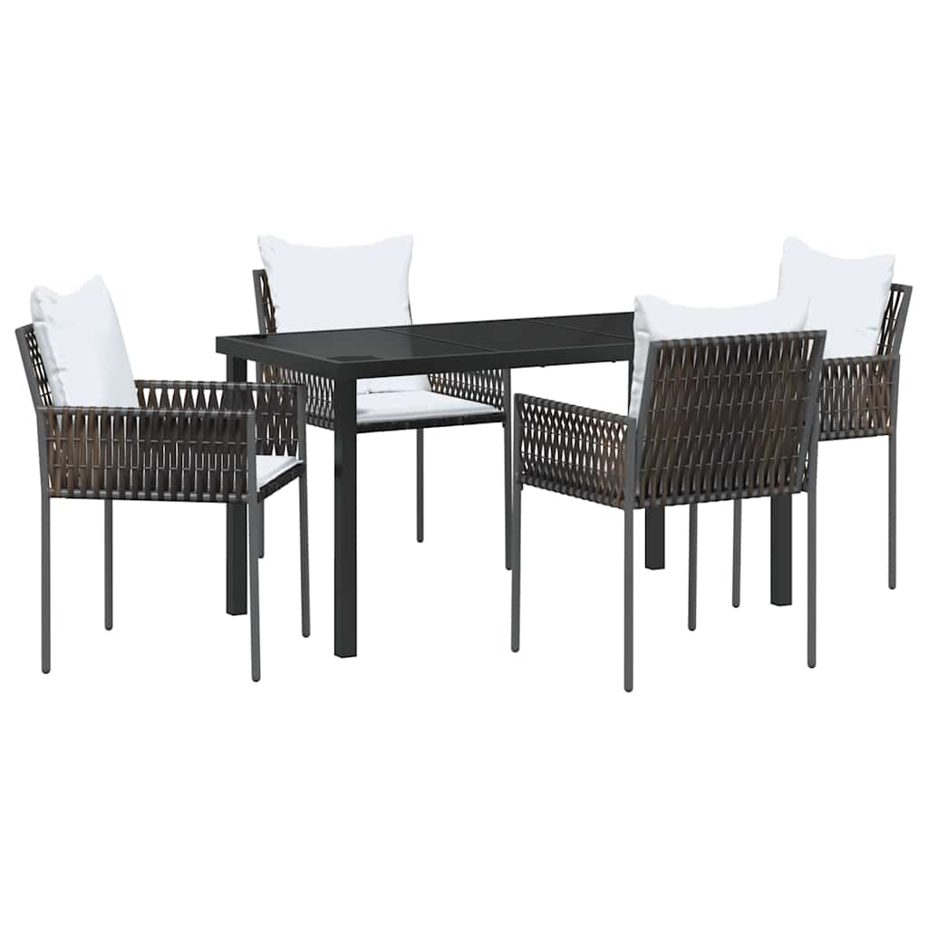 Set da Pranzo per Giardino 5 pcs Marrone Poly Rattan - homemem39