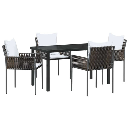 Set da Pranzo per Giardino 5 pcs Marrone Poly Rattan - homemem39