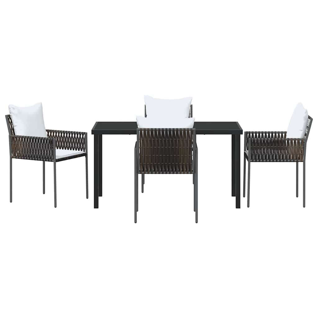 Set da Pranzo per Giardino 5 pcs Marrone Poly Rattan - homemem39