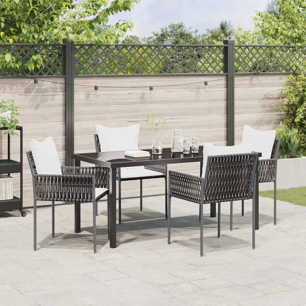 Set da Pranzo per Giardino 5 pcs Marrone Poly Rattan - homemem39
