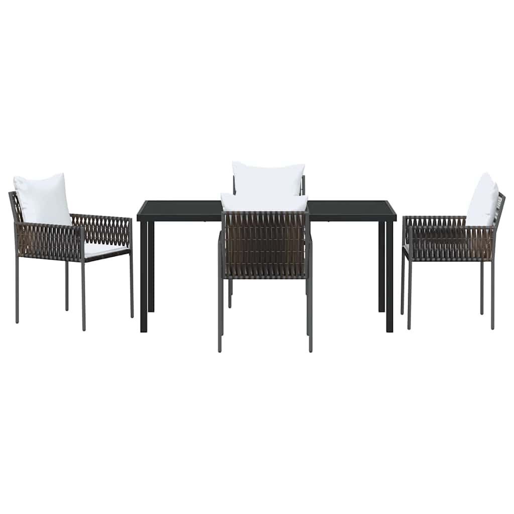 Set da Pranzo per Giardino 5 pcs Marrone Poly Rattan - homemem39