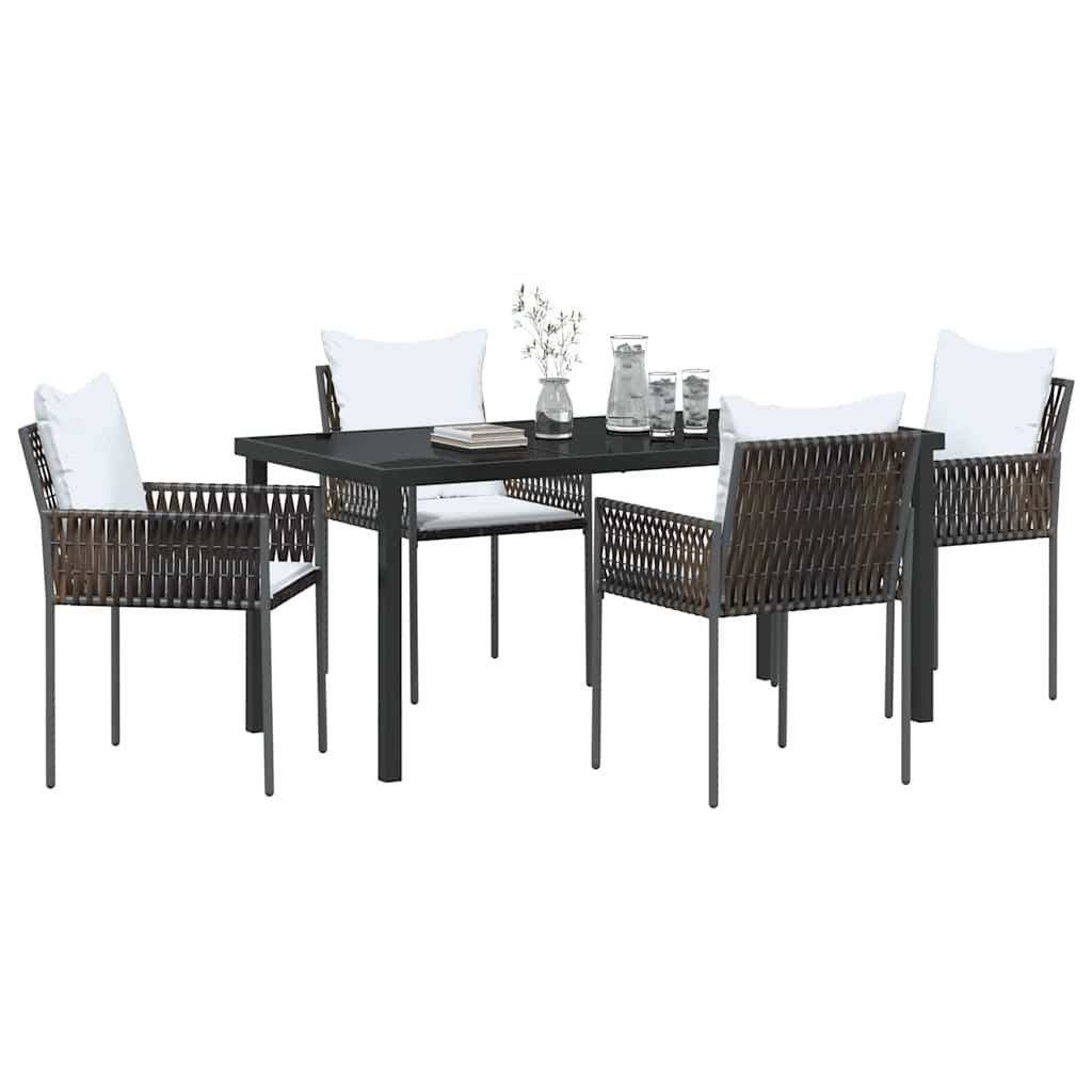 Set da Pranzo per Giardino 5 pcs Marrone Poly Rattan - homemem39