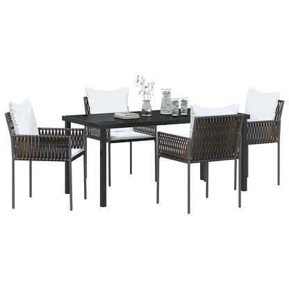 Set da Pranzo per Giardino 5 pcs Marrone Poly Rattan - homemem39
