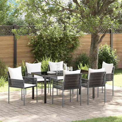 Set da Pranzo per Giardino 7 pcs Marrone Poly Rattan - homemem39