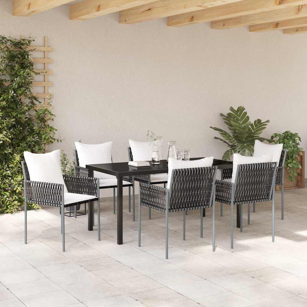 Set da Pranzo per Giardino 7 pcs Marrone Poly Rattan - homemem39