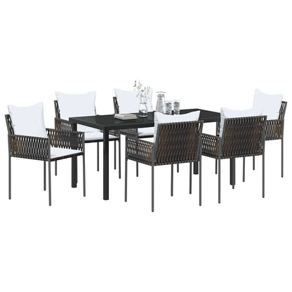 Set da Pranzo per Giardino 7 pcs Marrone Poly Rattan - homemem39