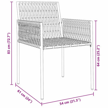 Set da Pranzo per Giardino 3 pcs Nero e Grigio Rattan in PE | homemem39