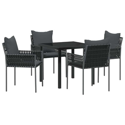 Set da Pranzo per Giardino 5 pcs Nero Poly Rattan - homemem39