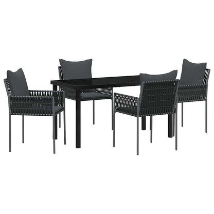 Set da Pranzo per Giardino 5 pcs Nero Poly Rattan - homemem39