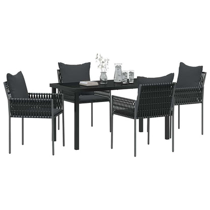 Set da Pranzo per Giardino 5 pcs Nero Poly Rattan - homemem39