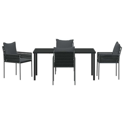 Set da Pranzo per Giardino 5 pcs Nero Poly Rattan - homemem39