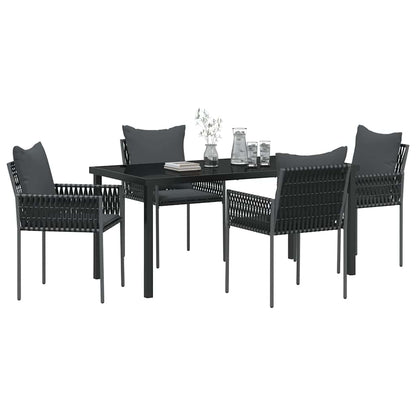 Set da Pranzo per Giardino 5 pcs Nero Poly Rattan - homemem39