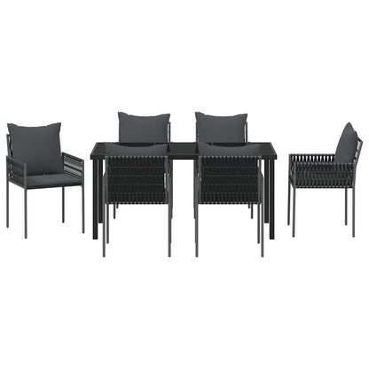 Set da Pranzo per Giardino 7 pcs Nero Poly Rattan - homemem39