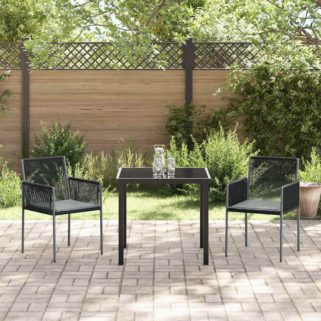Set da Pranzo per Giardino 3 pcs Nero Poly Rattan - homemem39